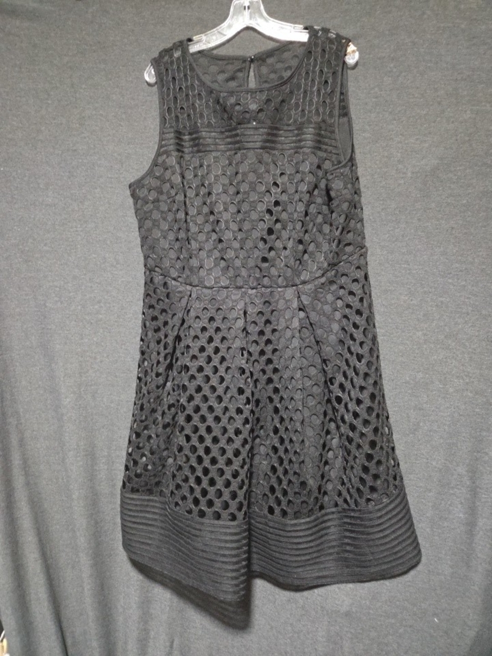 Lane Bryant Black Sleeveless Eyelet Fit-and-Flare Dress